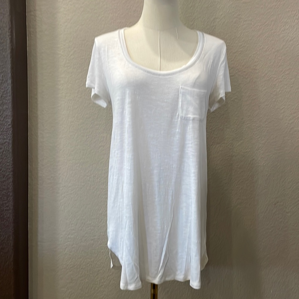 WHBM Long Soft White Tunic T Shirt Size Small